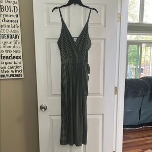 Kaileigh Olive Striped Midi Dress